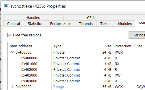 stage03 mapped in svchost process memory